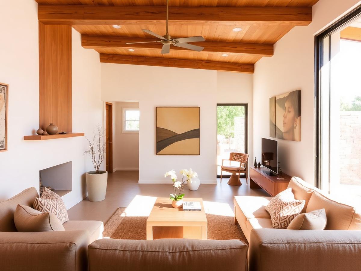 Bright interior living area inside a modern Arizona casita
